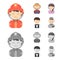 Farmer, operator, waiter, prisoner.Profession set collection icons in cartoon,monochrome style vector symbol stock