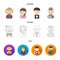 Farmer, operator, waiter, prisoner.Profession set collection icons in cartoon,outline,flat style vector symbol stock