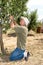 Farmer in an orchard