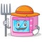 Farmer oven microwave character cartoon