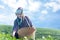 The farmer people form indian Asian woman working and picking tea leaf nature.