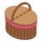 Farmer picnic basket icon isometric vector. Wicker food box