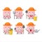 Farmer pink sticky note cute mascot character with fork