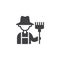 Farmer with pitchfork vector icon