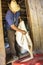 Farmer prepares seed soybeans