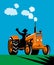 Farmer riding a tractor