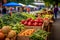 Farmer\\\'s market filled with an abundance of fresh fruits, vegetables, and organic produce.