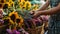 a farmer\\\'s market flower stall overflowing with blooms
