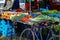 Farmer`s market in Freiburg and bicycle