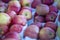 Farmer`s Market Fresh Red Apples in Baskets