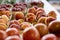 Farmer`s Market Ripe Peaches in Baskets