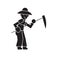 Farmer with scythe black vector concept icon. Farmer with scythe flat illustration, sign