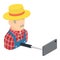 Farmer selfie icon isometric vector. Man taking selfie photo on smartphone icon