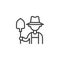 Farmer with shovel line icon