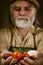 Farmer shows his biological vegetables