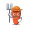 Farmer sleeping bag cartoon character with hat and tools