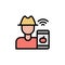 Farmer, smartphone, tomato icon. Simple color with outline vector elements of automated farming icons for ui and ux, website or