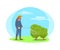 Farmer Spray Chemicals on Plants Cartoon Icon