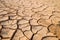 Farmer standing on parched landscape.