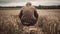 Farmer suffering from depression dealing with stress and anxiety caused by financial, economic and environmental pressures of