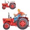 Farmer tractor driving, isolated vector illustration