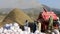 farmer using agricultural machine and equipment for Rice threshing in the