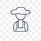 Farmer vector icon isolated on transparent background, linear Fa
