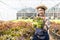 Farmer Vegetable Garden Owner Young Asian Friendly Woman Smiling and Holding Vegetable Salad