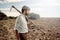 Farmer walking through the fields