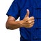 Farmer wearing a mohom shirt standing  thumbs up with clipping path.Thumbs up showing satisfaction and admiration.Morhom shirt