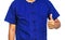 Farmer wearing mohom shirt standing  thumbs up with clipping path.Thumbs up showing satisfaction and admiration.Morhom shirt is