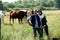 Farmer and wife in field