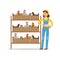 Farmer woman caring for chickens, poultry breeding vector Illustration
