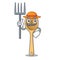 Farmer wooden fork character cartoon