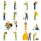 Farmer at work  flat icons set