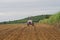 Farmer work on sugarcane field, herbicide application, Kampangphet, Thailand on November8, 2017