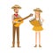 Farmers couple with musical instruments