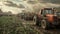 farmers gather in the city with their modern tractors during a strike, highlighting the clash of agricultural