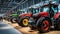 farmers gather in the city with their modern tractors during a strike, highlighting the clash of agricultural