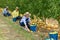 Farmers harvesting bruised apples