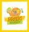 Farmers Market Creative Organic Local Food Vector Concept. Fresh Vegetables Basket