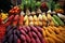 Farmers market display with colorful corn