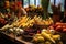 Farmers market display with colorful corn