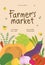 Farmers market poster design. Fresh local vegetables in trendy flyer for food festival.