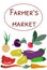 Farmers market poster. Various vegetables. Fresh organic produce from the local farmers\\\' market