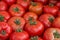 Farmers market tomato in a wooden crates, background 2