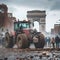 Farmers protest with tractors on the streets of cities in France