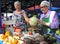 Farmers sell their products on the farm market