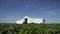 Farmers tractor with tent for harvesting cucumbers