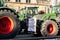 Farmers union protest strike against government Policy in Germany Europe. Tractors vehicles blocks city road traffic